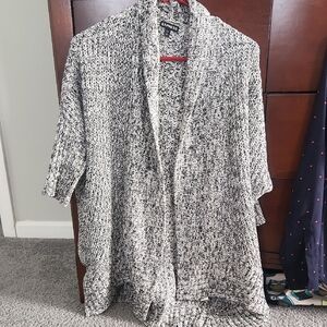 Express Black and White Open-Front Cardigan